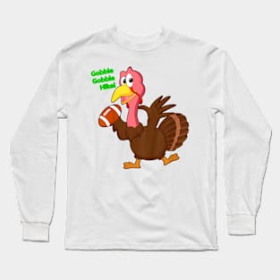 Kids Thanksgiving Turkey Football Long Sleeve T-Shirt